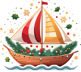christmas ship on the sea