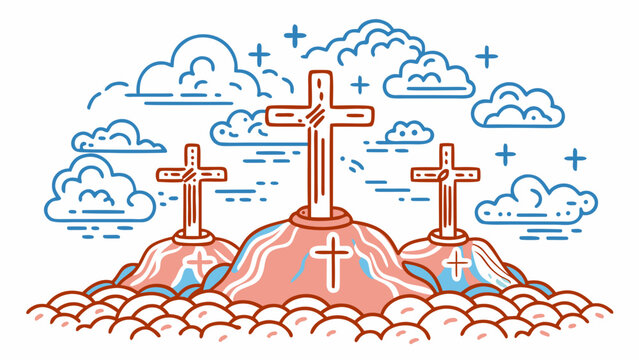 vector illustration of the cross on which Jesus was crucified and the thieves