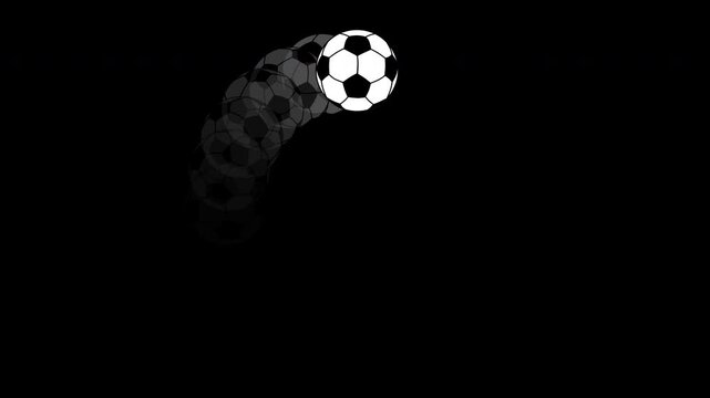 Seamless loop animation of a soccer ball loading spinner with motion trail. Rotating football preloader on transparent background for sports overlay.