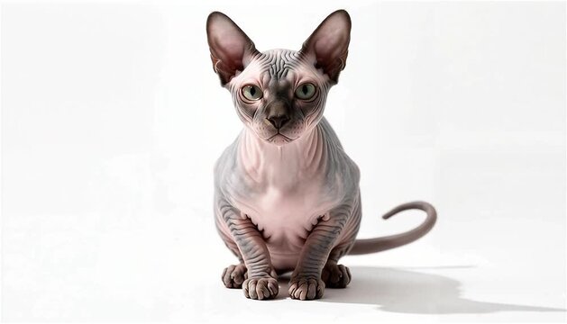  Gato Sphynx sin pelo con la piel arrugada 