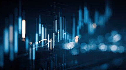 Abstract Financial Chart Analysis Displaying Stock Market Data and Economic Trends in Blue
