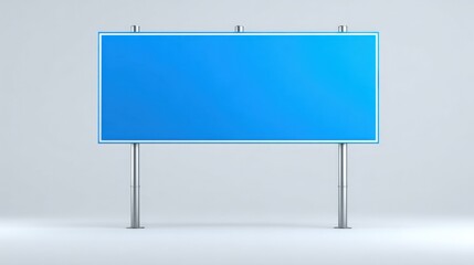 Obraz premium Blank Blue Billboard Mockup for Advertising, Marketing, and Promotion Displays on Neutral Background