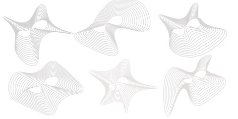 Set of abstract liquid, irregular, blob lines, dynamic forms,  illustration; asymmetric; form; digital;