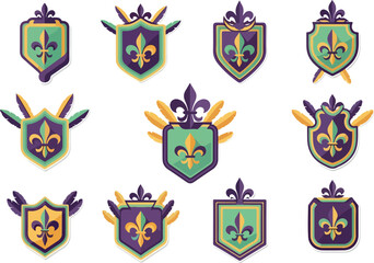 Mardi Gras Fleur-de-Lis Emblem Collection Festive Heraldic Design © Chico Store