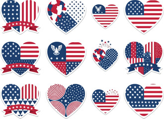Patriotic Hearts USA Flag Inspired Designs for National Celebrations and American Pride