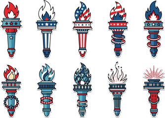 Patriotic Torch Collection American Celebration Icons