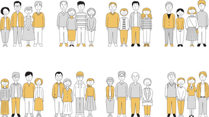 2世代家族セット子どもなし単色