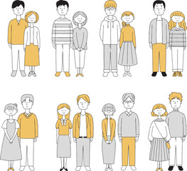 若い男女の全身セット単色