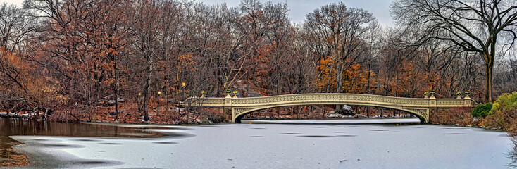 Bow bridge after light snow storm