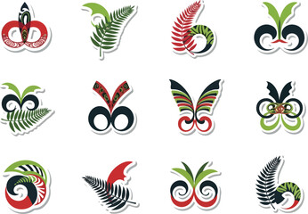 Elegant Maori fern koru symbol designs for creative tribal graphics © Chico Store