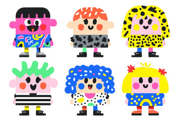 Colorful Cartoon Characters in a Fun and Playful Flat Illustration Style