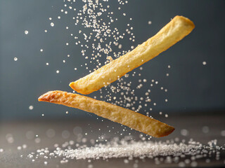 Golden Crispy Curly Fry Floating Against a Warm Blurred Background