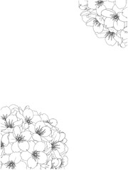 さくらのブーケ風フレーム①黒線画_縦