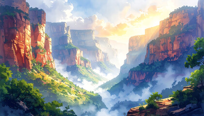 異世界な谷の風景_generated by AI