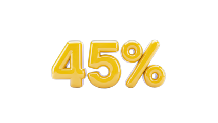 45% Discount or Sale Concept on White Background