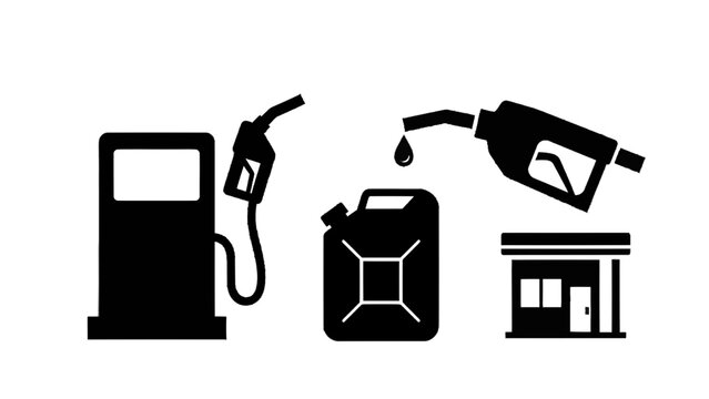 Vector illustration&nbsp;of gasoline fuel pump, gas can, and gas station icons set isolated on transparent background