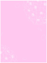 さくらのブーケ風フレーム②白線画_花びら_縦