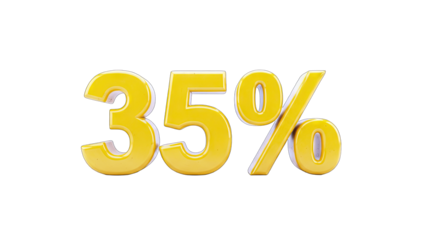 35 Percent Discount or Sale on White Background