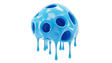 Abstract Blue Blob Dripping on White Background