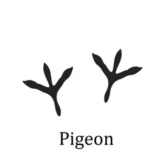 Pigeon Paw Track Black Line Icon for UI Design,Pigeon Paw Track Outline Icon for Web and Apps,Pigeon Paw Print Flat Line Bird Footprint Icon