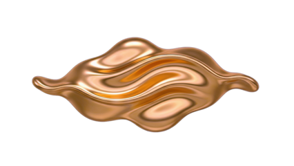 Abstract Bronze Shape Flowing on White Background