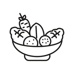 Salad Line Icon,Vegetarian Plate Line Icon,Healthy Food Line Icon,