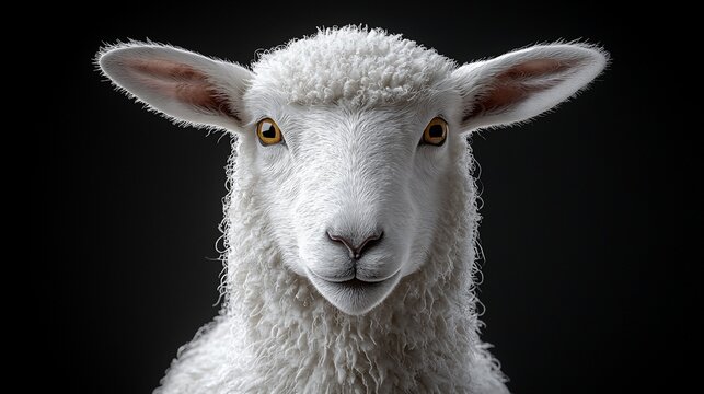 White sheep close up portrait