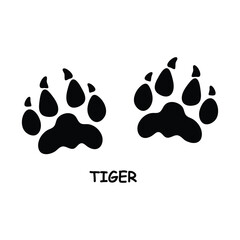 Tiger Paw Print Vector,Tiger Footprint Silhouette,wild animal paw prints,Wild Tiger Paw Print Design vector.