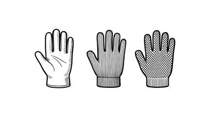 Obraz premium Hand-drawn illustrations of different glove styles in black and white