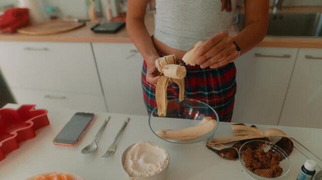 Serene kitchen environment with dessert ingredient arrangement