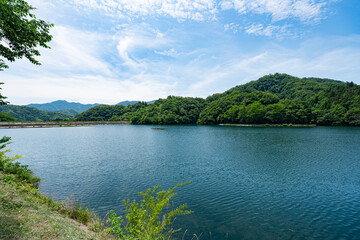 夏の山梨県上野原市にある大野貯水池