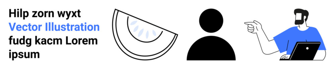 Technology communication, abstract art, online interaction, vector graphics, modern design, digital collaboration. Mixed elements including text and figures with a computer. Technology communication