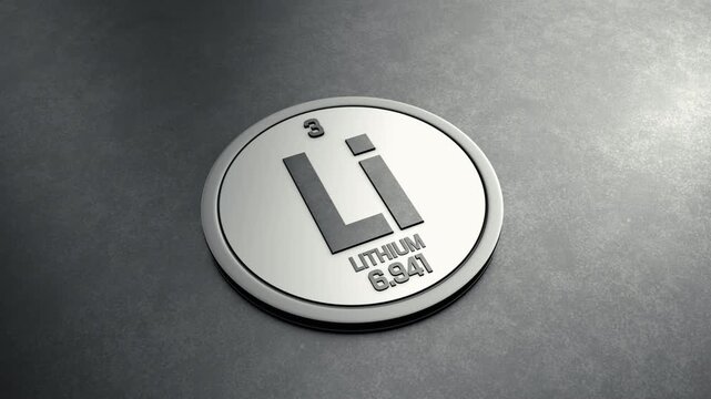 Lithium Element from Periodic Table Round Shiny Metallic Icon