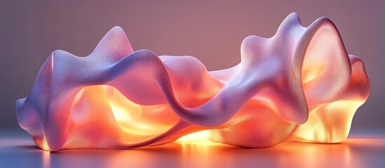 Glowing abstract form, studio backdrop, wave-like structure, design concept