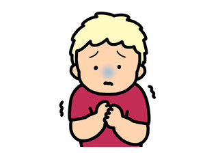 怖がる　金髪の男の子