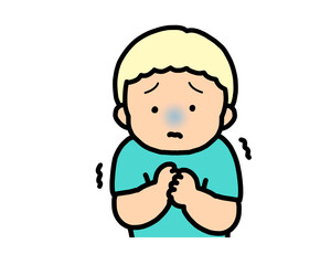 怖がる　金髪の男の子