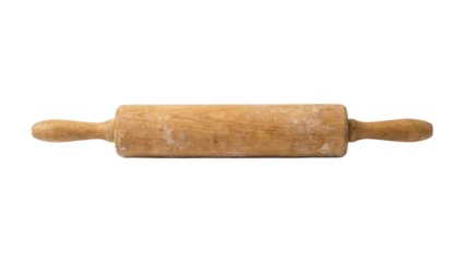 Classic wooden rolling pin for baking pastries and making fresh dough isolated on black background