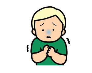 怖がる　金髪の男の子