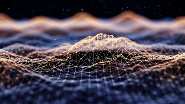 Abstract nature texture of snow-covered mountains with winter ice and frost patterns on a black and brown background - Powered by Adobe