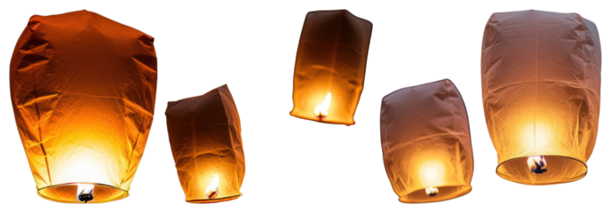 Glowing lanterns floating skyward