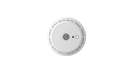 White smoke detector device with a red light for residential fire safety security and emergency prevention system