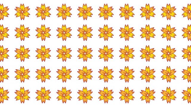 Bright yellow flowers arranged neatly in rows and columns against a white backdrop. Perfect for springthemed designs or floral backgrounds.