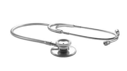 Shiny metal stethoscope professional medical instrument for heart and lung examination diagnostic tool healthcare concept isolated
