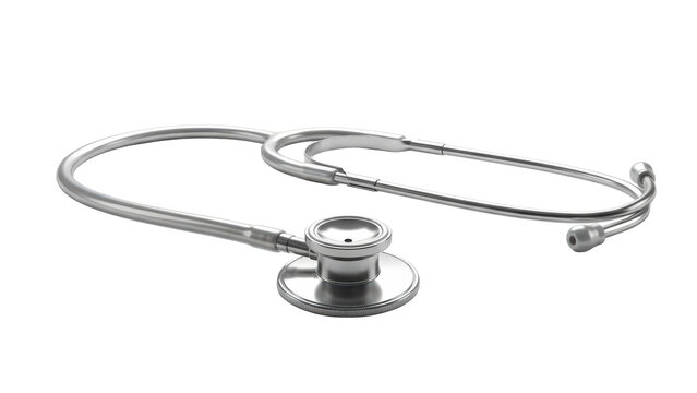 Shiny metal stethoscope professional medical instrument for heart and lung examination diagnostic tool healthcare concept isolated - Powered by Adobe