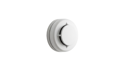 Modern white smoke detector device for home safety and fire protection an essential security alarm system component isolated