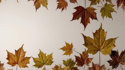 Obraz premium Autumn Leaves on White Background - A Colorful Fall Display.