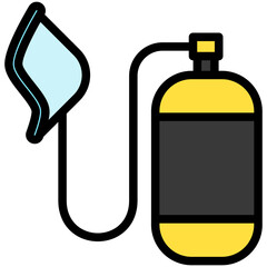 Air Tank Outline Color Icon Mini Illustration, Use For Modern Concept, Print, Ui, Ux Kit, Web And App Development. Vector Related To Firefighter, Rescue And More
