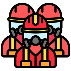 Fire Brigade Outline Color Icon Mini Illustration, Use For Modern Concept, Print, Ui, Ux Kit, Web And App Development. Vector Related To Firefighter, Rescue And More