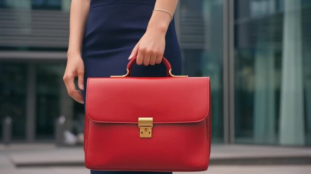 Red UK Budget Briefcase Held by Businessperson