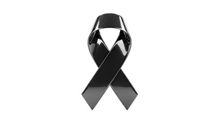 Black Ribbon Symbolizing Mourning and Remembrance on White Background